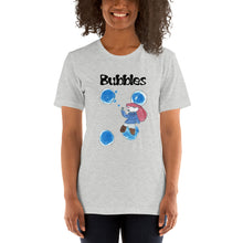 Load image into Gallery viewer, Women's T-shirts Short Sleeve Jersey T-Shirt. Bubbles. (black lettering) ©