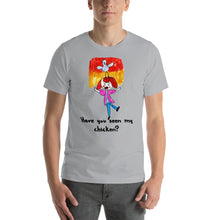 Load image into Gallery viewer, Men&#39;s T-shirts Short Sleeve Jersey T-Shirt. Have you seen my chicken? (black lettering) ©