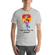 Load image into Gallery viewer, Men&#39;s T-shirts Short Sleeve Jersey T-Shirt. Have you seen my chicken? (black lettering) ©