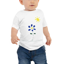 Load image into Gallery viewer, Baby T-shirt Bella + Canvas Baby Jersey Short Sleeve Tee with Tear Away Label. Sun, flower. ©