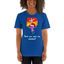 Load image into Gallery viewer, Women's T-shirts Short Sleeve Jersey T-Shirt. Have you seen my chicken? (white lettering) ©