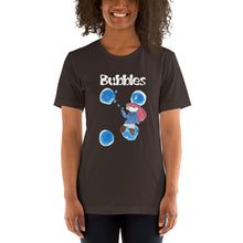 Load image into Gallery viewer, Women's T-shirts Short Sleeve Jersey T-Shirt. Bubbles. (white lettering) ©