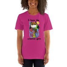 Load image into Gallery viewer, Women's T-shirts Short Sleeve Jersey T-Shirt. I have the creative gene. (black lettering) ©