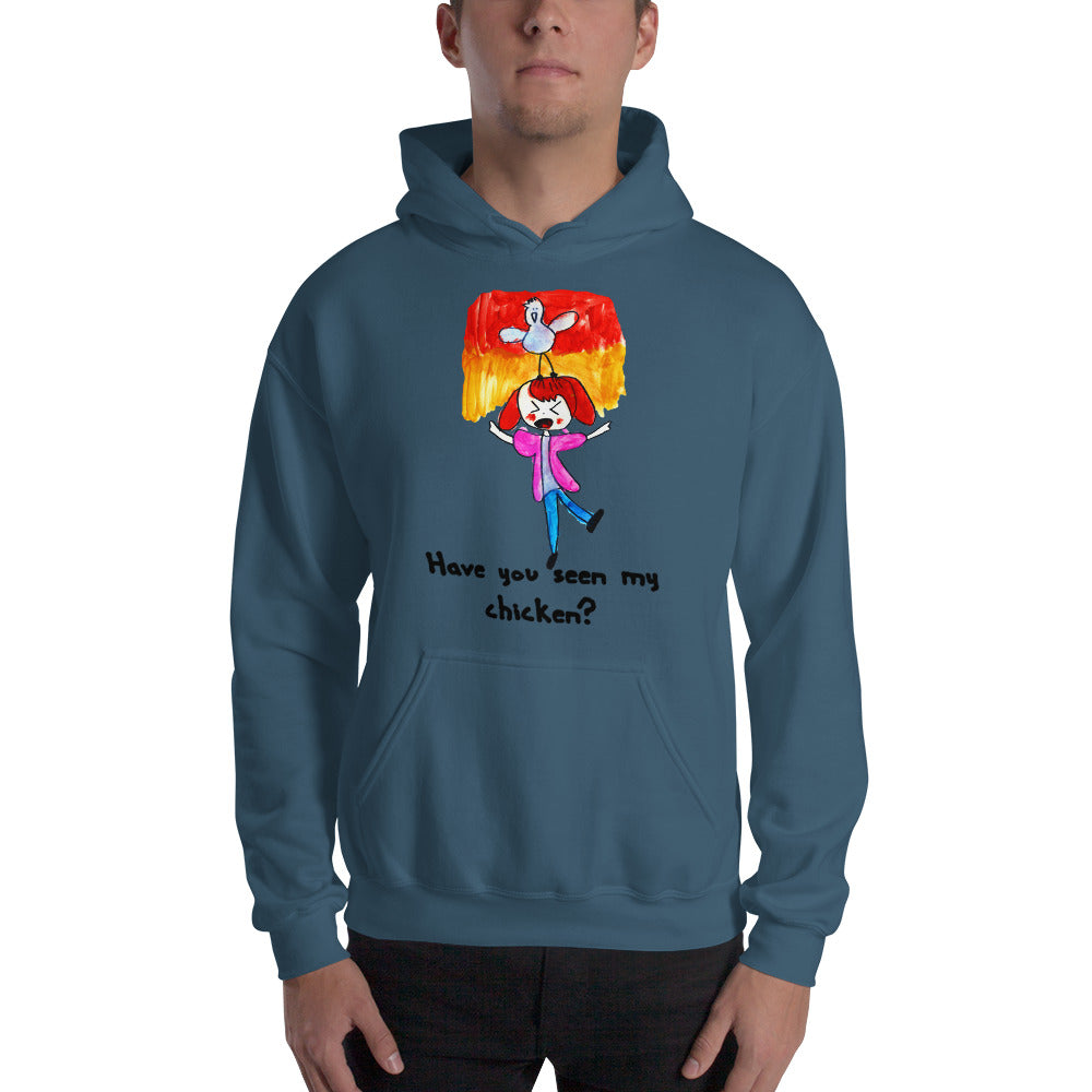 Men's Hoodies Heavy Blend Hooded Sweatshirt. Have you seen my chicken? (black lettering) ©