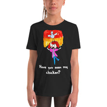 Load image into Gallery viewer, Youth T-shirt Bella + Canvas Short Sleeve Tee with Tear Away Label. Have you seen my chicken? (white lettering) ©