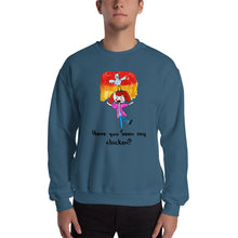 Load image into Gallery viewer, Men&#39;s Sweatshirt Unisex Heavy Blend Crewneck Sweatshirt. Have you seen my chicken? (black lettering) ©