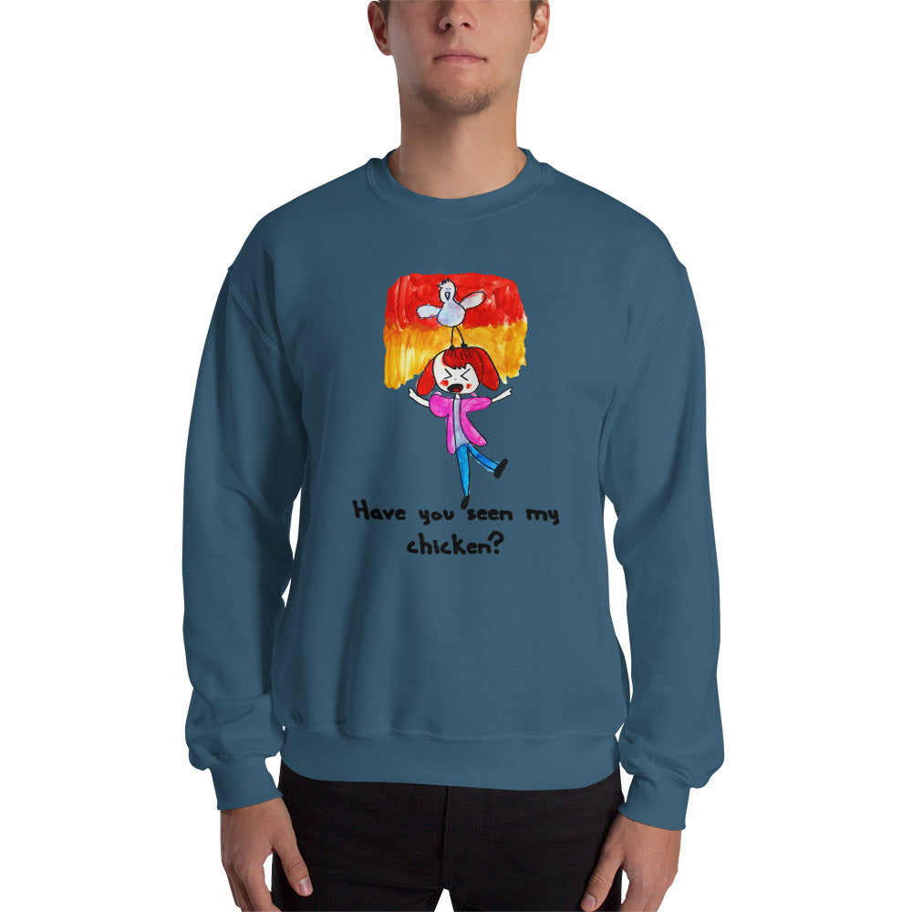 Men's Sweatshirt Unisex Heavy Blend Crewneck Sweatshirt. Have you seen my chicken? (black lettering) ©