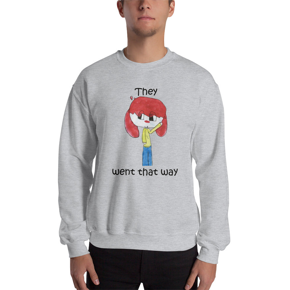 Men's Sweatshirt Unisex Heavy Blend Crewneck Sweatshirt. They went that way. (black lettering) ©