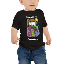 Load image into Gallery viewer, Baby T-shirt Bella + Canvas Baby Jersey Short Sleeve Tee with Tear Away Label. Creative Genius. (white lettering) ©