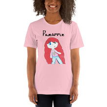 Load image into Gallery viewer, Women's T-shirts Short Sleeve Jersey T-Shirt. Pineapple. (black lettering) ©