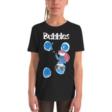 Load image into Gallery viewer, Youth T-shirt Bella + Canvas Short Sleeve Tee with Tear Away Label. Bubbles. (white lettering) ©