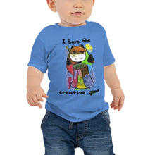 Load image into Gallery viewer, Baby T-shirt Bella + Canvas Baby Jersey Short Sleeve Tee with Tear Away Label. I have the creative gene. (black lettering) ©