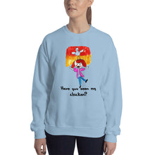 Load image into Gallery viewer, Women&#39;s Gildan Sweatshirt Unisex Heavy Blend Crew-neck Sweatshirt. Have you seen my chicken? (black lettering) ©