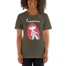 Load image into Gallery viewer, Women's T-shirts Short Sleeve Jersey T-Shirt. Pineapple. (white lettering) ©