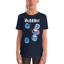 Load image into Gallery viewer, Youth T-shirt Bella + Canvas Short Sleeve Tee with Tear Away Label. Bubbles. (white lettering) ©