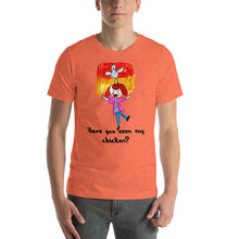 Load image into Gallery viewer, Men&#39;s T-shirts Short Sleeve Jersey T-Shirt. Have you seen my chicken? (black lettering) ©