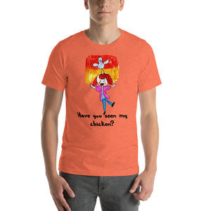 Men's T-shirts Short Sleeve Jersey T-Shirt. Have you seen my chicken? (black lettering) ©