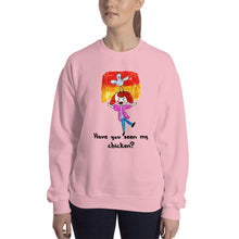 Load image into Gallery viewer, Women&#39;s Gildan Sweatshirt Unisex Heavy Blend Crew-neck Sweatshirt. Have you seen my chicken? (black lettering) ©