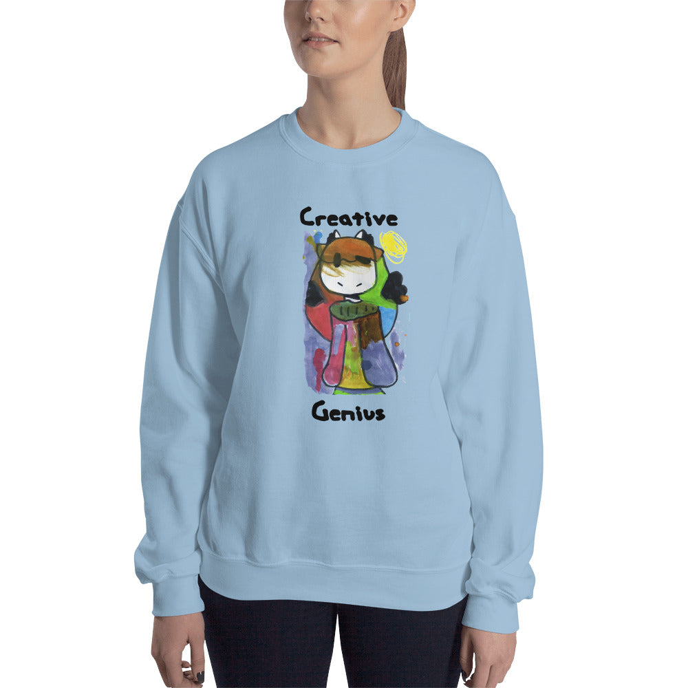 Women's Gildan Sweatshirt Unisex Heavy Blend Crew-neck Sweatshirt. Creative Genius. (black lettering) ©