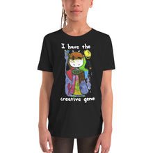 Load image into Gallery viewer, Youth T-shirt Bella + Canvas Short Sleeve Tee with Tear Away Label. I have the creative gene. (white lettering) ©