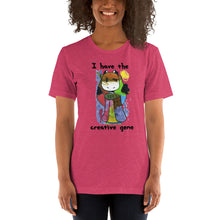 Load image into Gallery viewer, Women's T-shirts Short Sleeve Jersey T-Shirt. I have the creative gene. (black lettering) ©