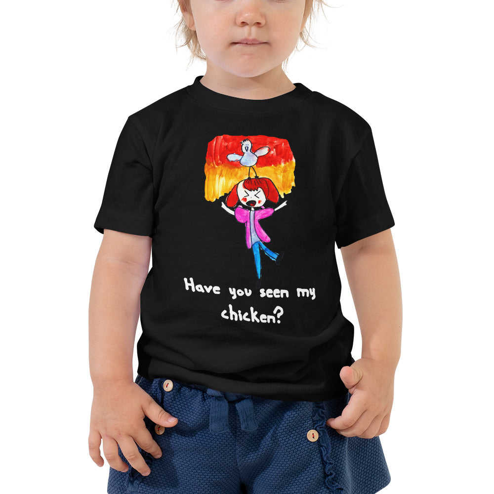 Toddler T-shirt Bella + Canvas Toddler Short Sleeve Tee with Tear Away Label. Have you seen my chicken? (white lettering) ©