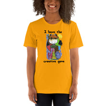 Load image into Gallery viewer, Women's T-shirts Short Sleeve Jersey T-Shirt. I have the creative gene. (black lettering) ©