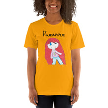 Load image into Gallery viewer, Women's T-shirts Short Sleeve Jersey T-Shirt. Pineapple. (black lettering) ©