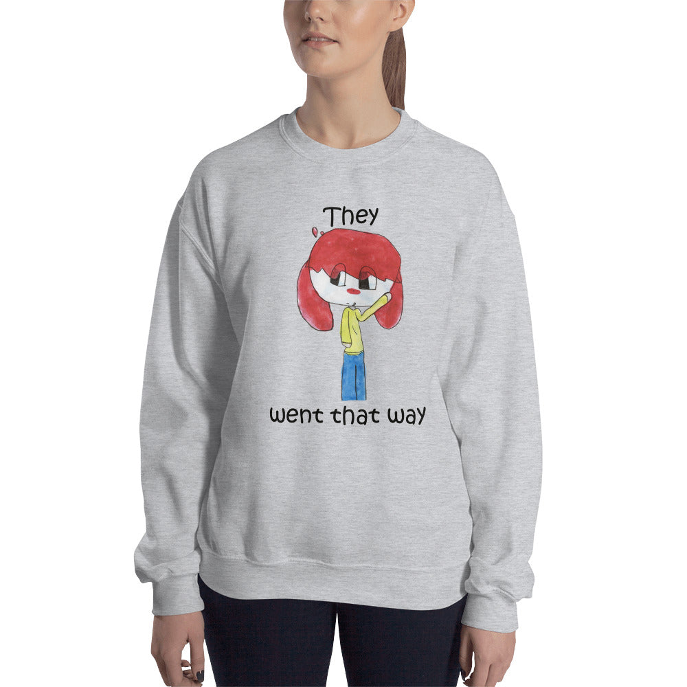 Women's Gildan Sweatshirt Unisex Heavy Blend Crew-neck Sweatshirt. They went that way. (black lettering) ©