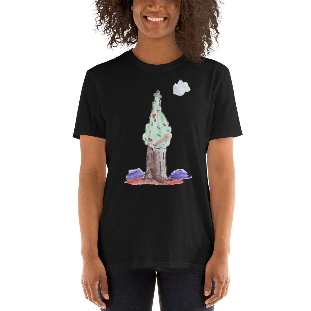 Women's Gildan T-shirts Unisex Softstyle T-Shirt with Tear Away Label. Christmas Tree. ©