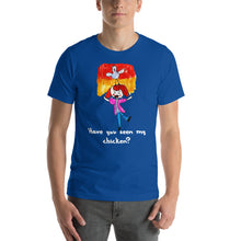 Load image into Gallery viewer, Men&#39;s T-shirts Short Sleeve Jersey T-Shirt. Have you seen my chicken? (white lettering) ©