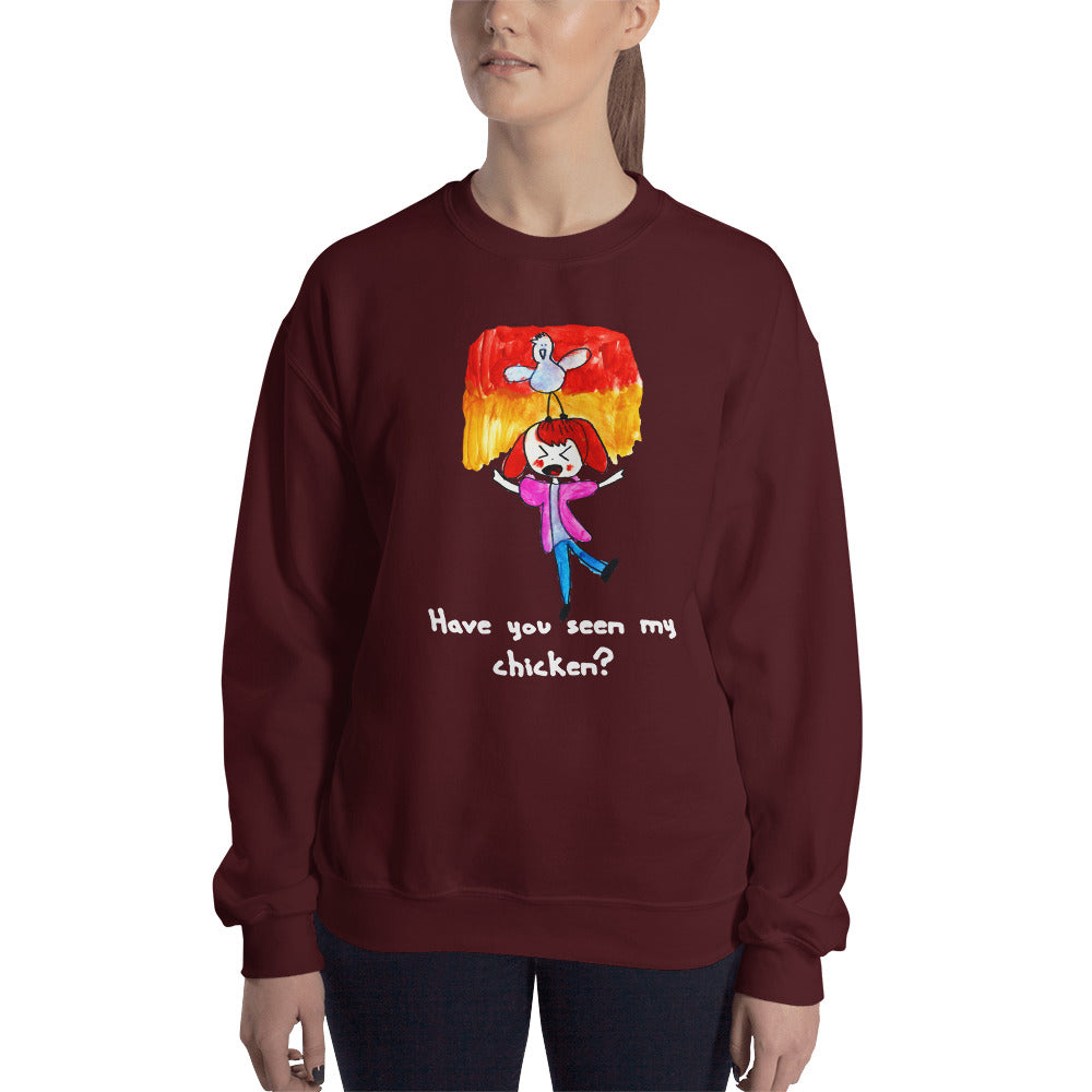 Women's Gildan Sweatshirt Unisex Heavy Blend Crew-neck Sweatshirt. Have you seen my chicken? (white lettering) ©