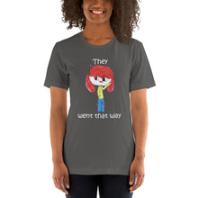 Load image into Gallery viewer, Women's T-shirts Short Sleeve Jersey T-Shirt. They went that way. (white lettering) ©