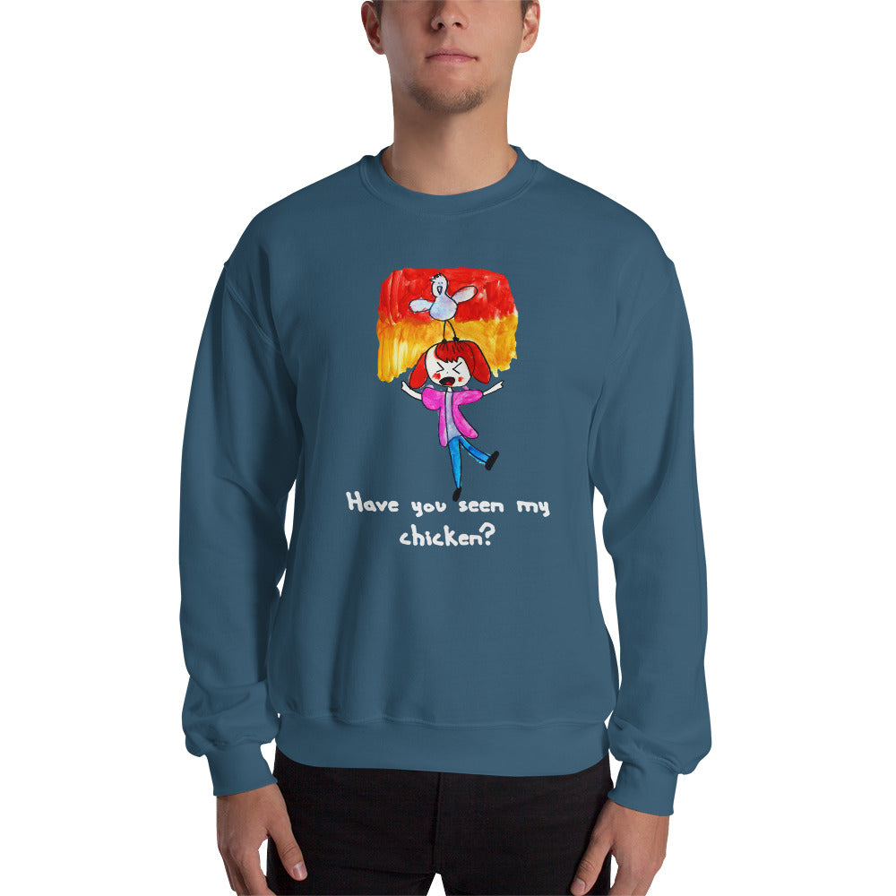 Men's Sweatshirt Unisex Heavy Blend Crewneck Sweatshirt. Have you seen my chicken? (white lettering) ©