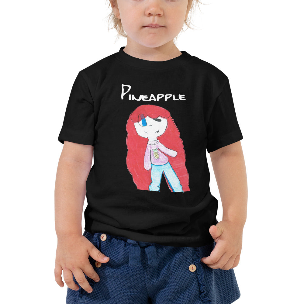 Toddler T-shirt Bella + Canvas Toddler Short Sleeve Tee with Tear Away Label. Pineapple. (white lettering) ©