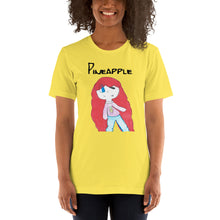 Load image into Gallery viewer, Women's T-shirts Short Sleeve Jersey T-Shirt. Pineapple. (black lettering) ©