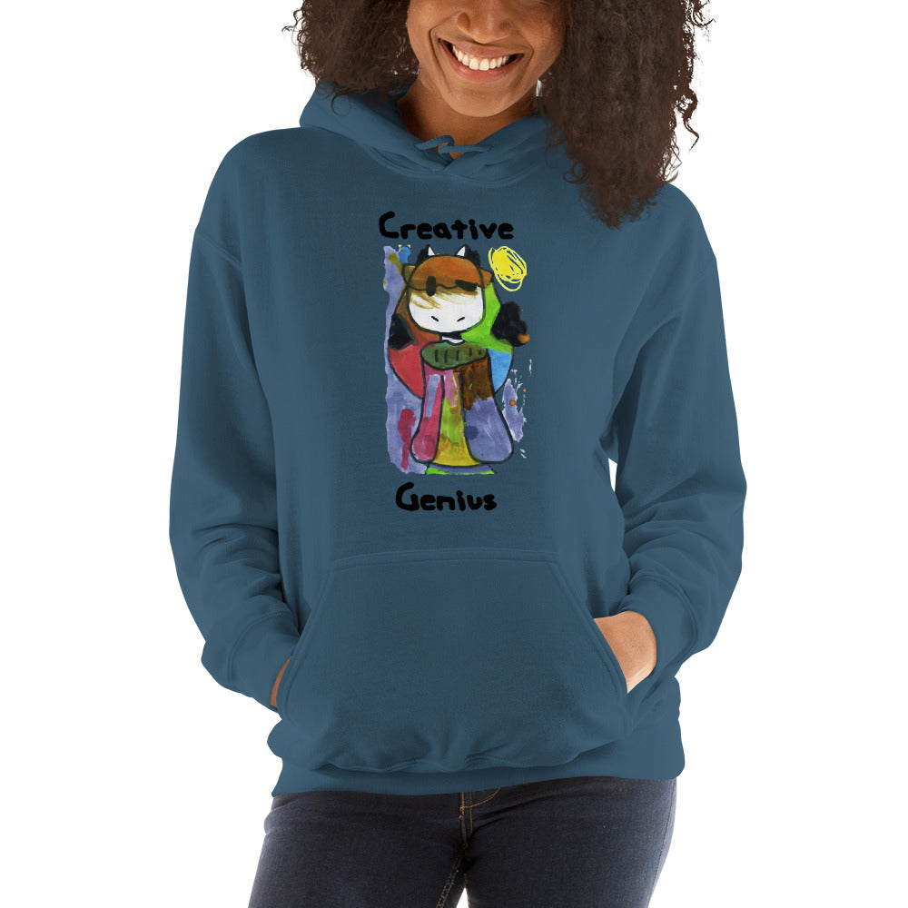 Women's Hoodies Heavy Blend Hooded Sweatshirt. Creative Genius. (black lettering) ©