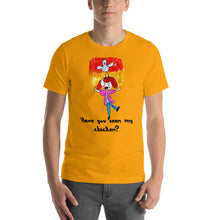 Load image into Gallery viewer, Men&#39;s T-shirts Short Sleeve Jersey T-Shirt. Have you seen my chicken? (black lettering) ©