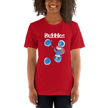 Load image into Gallery viewer, Women's T-shirts Short Sleeve Jersey T-Shirt. Bubbles. (white lettering) ©