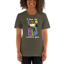 Load image into Gallery viewer, Women's T-shirts Short Sleeve Jersey T-Shirt. I have the creative gene. (white lettering) ©