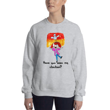 Load image into Gallery viewer, Women&#39;s Gildan Sweatshirt Unisex Heavy Blend Crew-neck Sweatshirt. Have you seen my chicken? (black lettering) ©