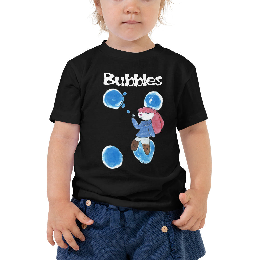 Toddler T-shirt Bella + Canvas Toddler Short Sleeve Tee with Tear Away Label. Bubbles W. ©