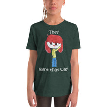 Load image into Gallery viewer, Youth T-shirt Bella + Canvas Short Sleeve Tee with Tear Away Label. They went that way. (white lettering) ©