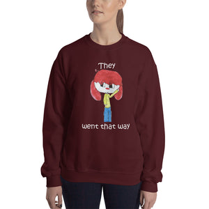 Women's Gildan Sweatshirt Unisex Heavy Blend Crew-neck Sweatshirt. They went that way. (white lettering) ©