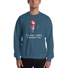 Load image into Gallery viewer, Men&#39;s Sweatshirt Unisex Heavy Blend Crewneck Sweatshirt. I&#39;m not sure I believe you. (white lettering) ©