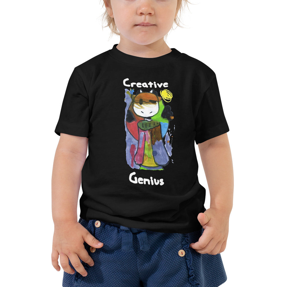 Toddler T-shirt Bella + Canvas Toddler Short Sleeve Tee with Tear Away Label. Creative Genius. (white lettering) ©