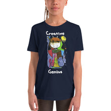 Load image into Gallery viewer, Youth T-shirt Bella + Canvas Short Sleeve Tee with Tear Away Label. Creative Genius. (white lettering) ©