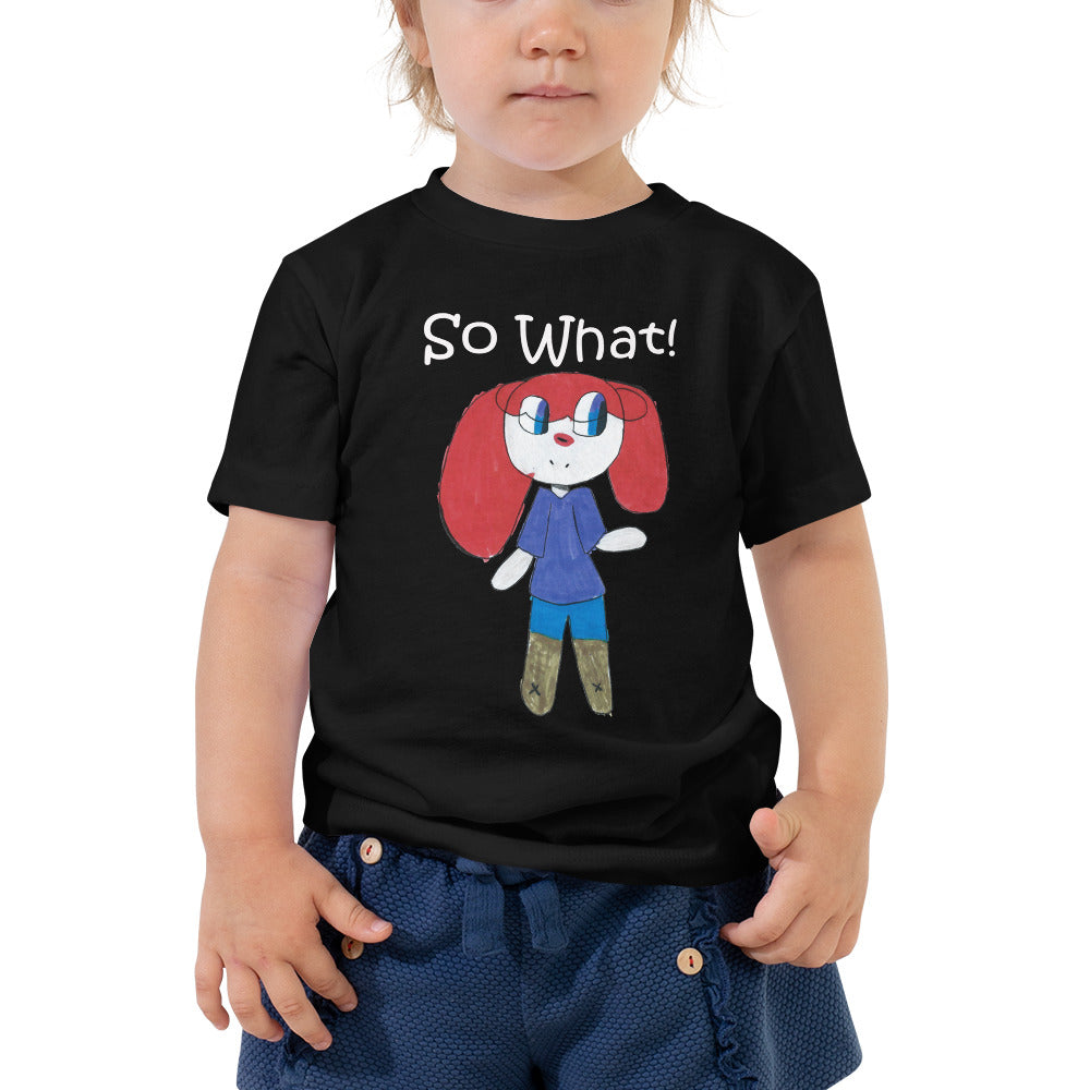 Toddler T-shirt Bella + Canvas Toddler Short Sleeve Tee with Tear Away Label. So What! (white lettering) ©