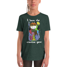 Load image into Gallery viewer, Youth T-shirt Bella + Canvas Short Sleeve Tee with Tear Away Label. I have the creative gene. (white lettering) ©