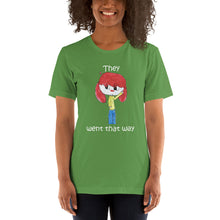 Load image into Gallery viewer, Women's T-shirts Short Sleeve Jersey T-Shirt. They went that way. (white lettering) ©